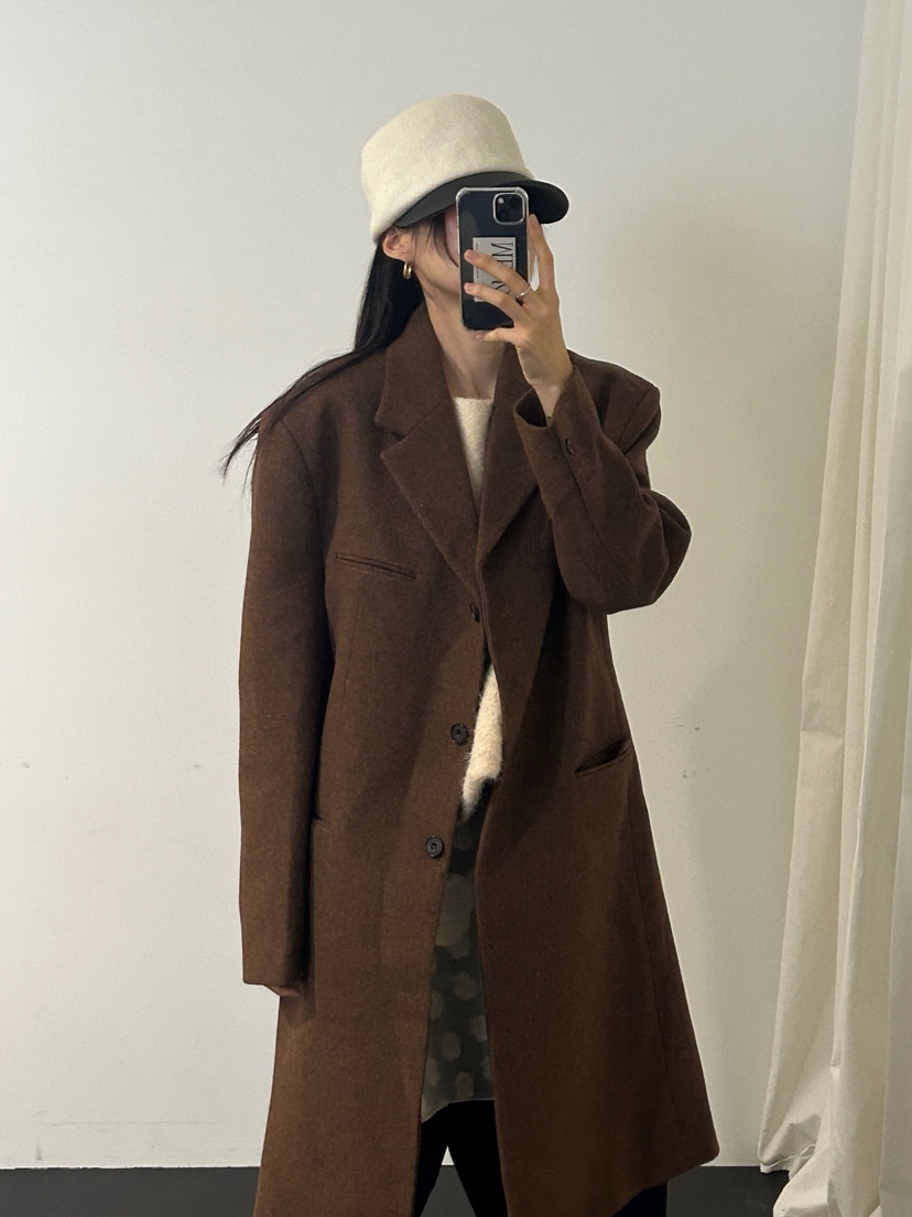 ME MO韓國代購㊣女裝新款熱賣真品推薦時尚中長款大衣羊毛ME MO中長款大衣