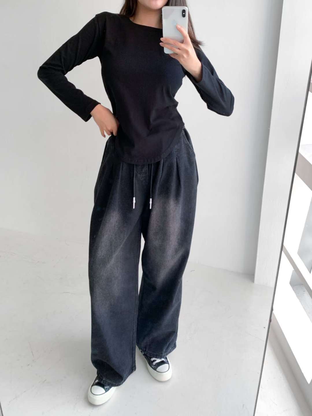 SNS韓國直郵㊣女裝新品25秋冬時尚熱賣推薦人氣真品長袖T恤SNS長袖T恤