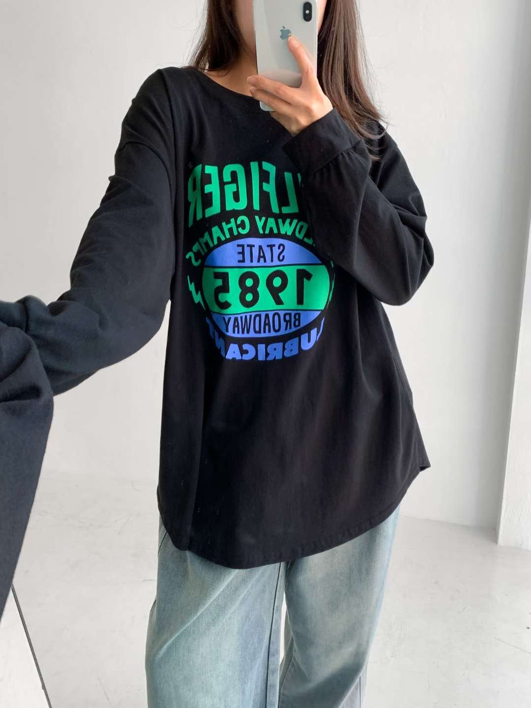 SNS韓國直郵㊣女裝新款時尚職業人氣25秋冬真品推薦長袖T恤SNS長袖T恤