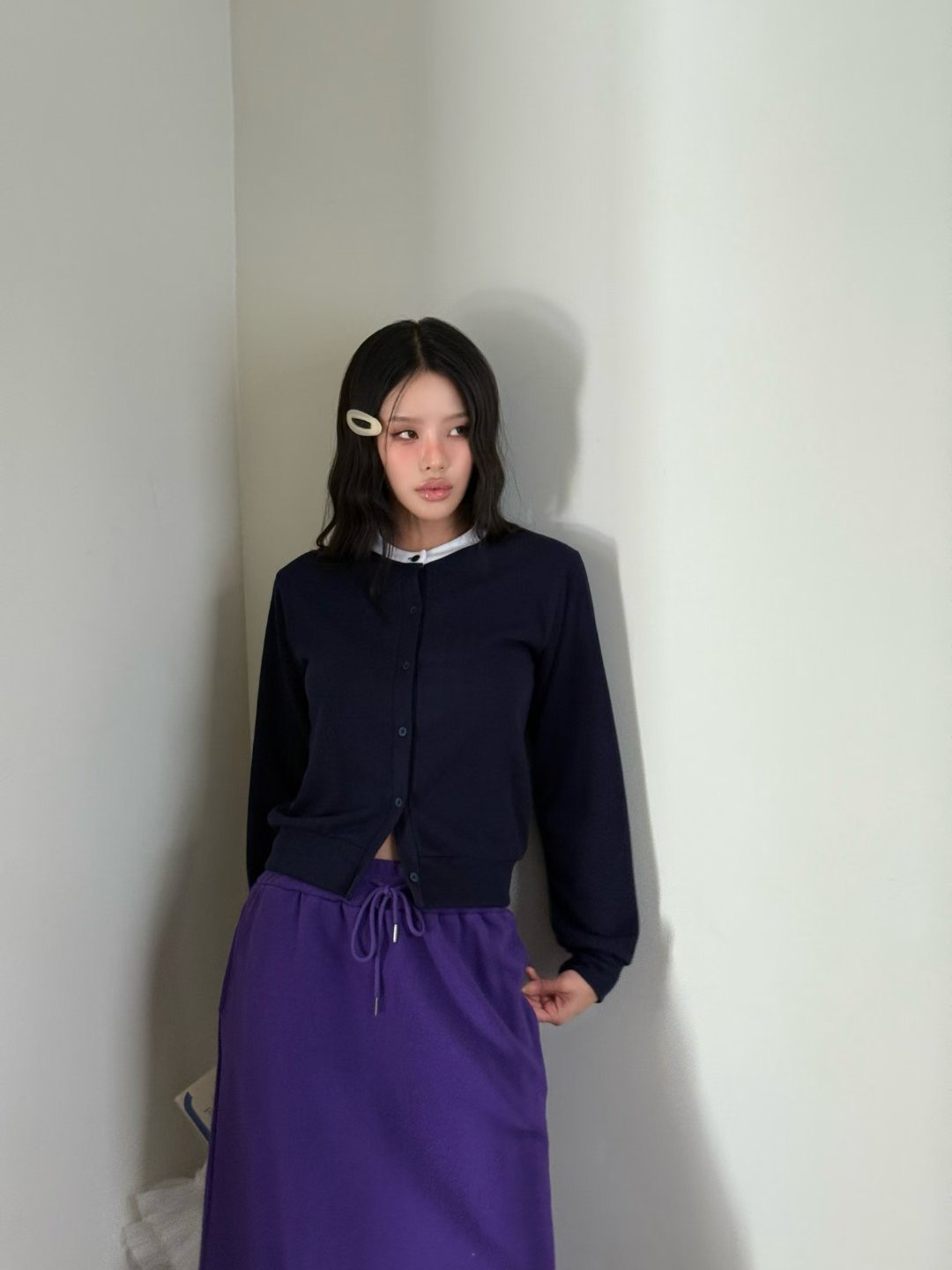 POPO韓國代購㊣女裝新款時尚人氣25秋冬推薦針織衫拼色開衫POPO針織衫圖色2