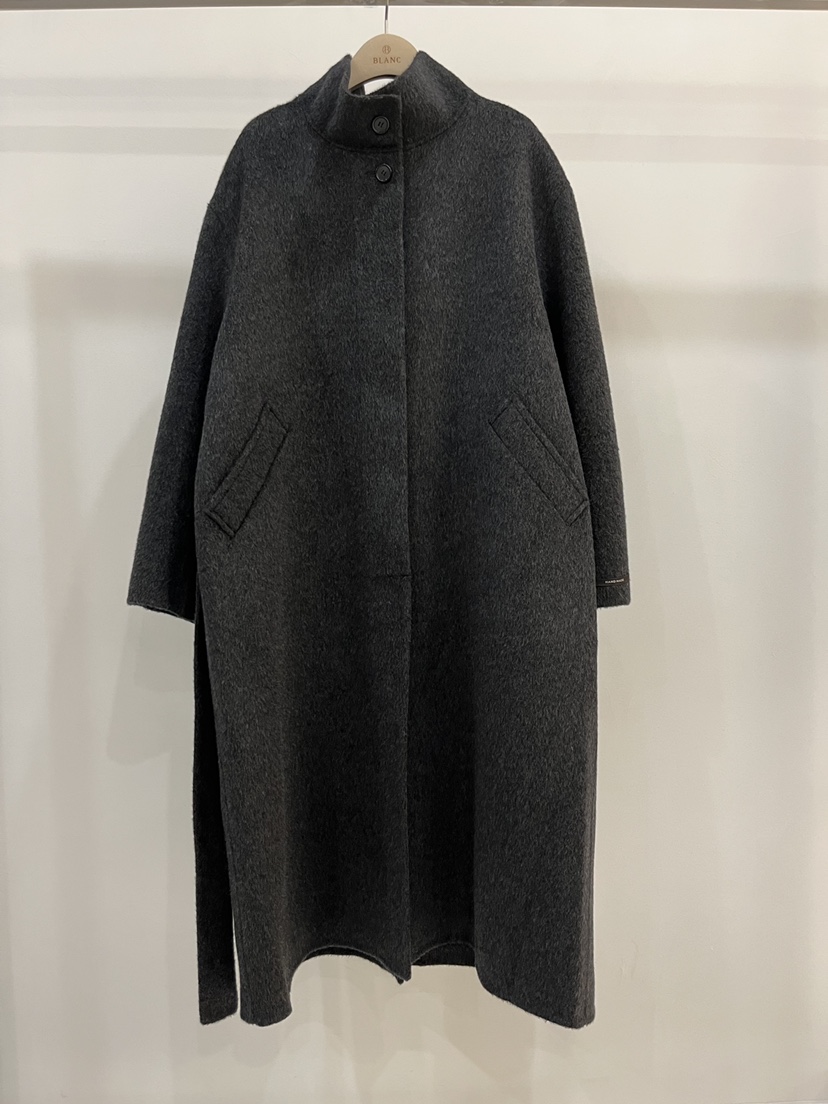 BLANC-A東大門㊣代購女裝新款休閑人氣中長款大衣含腰帶高領BLANC-A中長款大衣圖色2