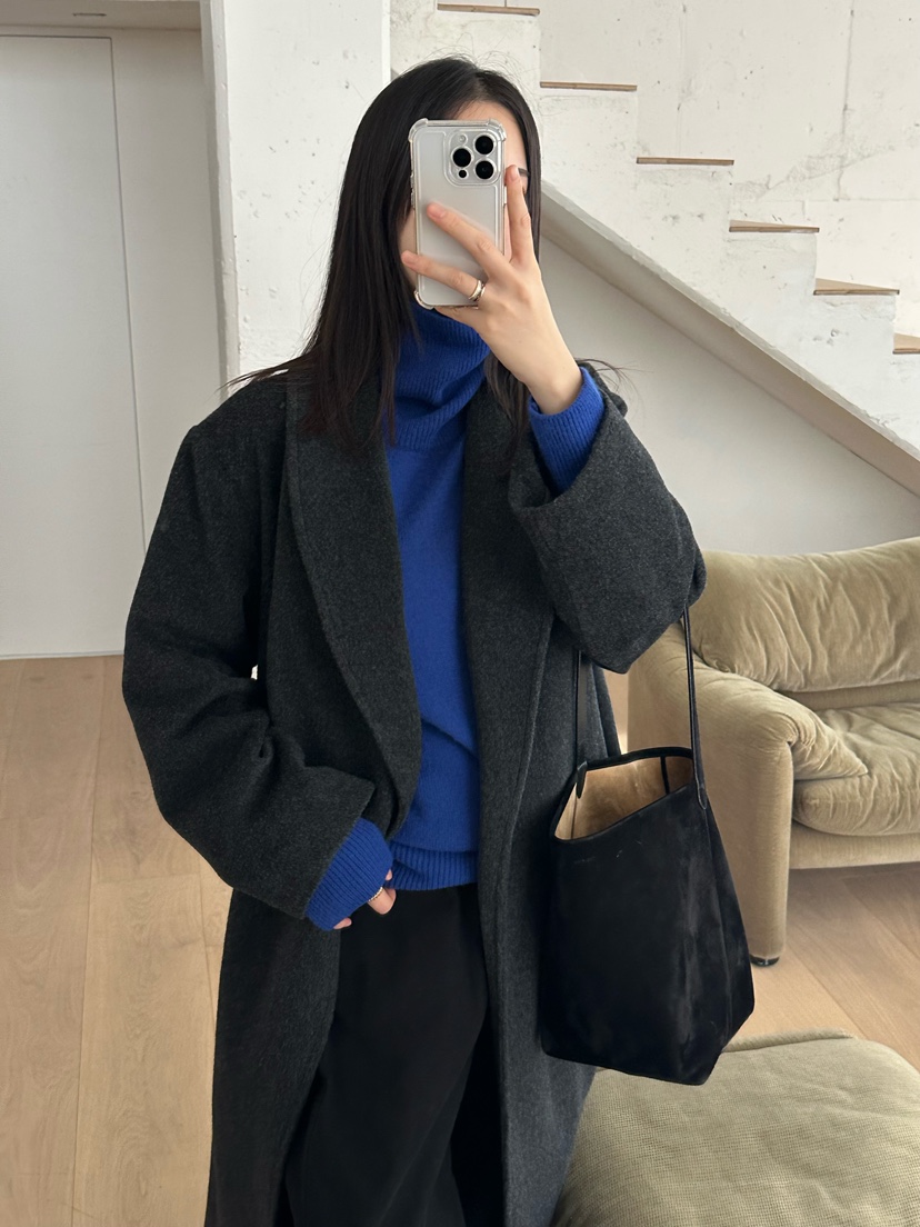 LE VASE東大門㊣直郵女裝新款時尚人氣中長款大衣含腰帶披肩LE VASE中長款大衣