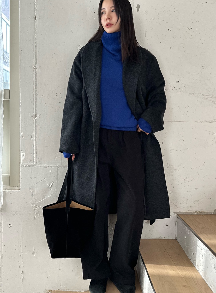 LE VASE東大門㊣直郵女裝新款時尚人氣中長款大衣含腰帶披肩LE VASE中長款大衣
