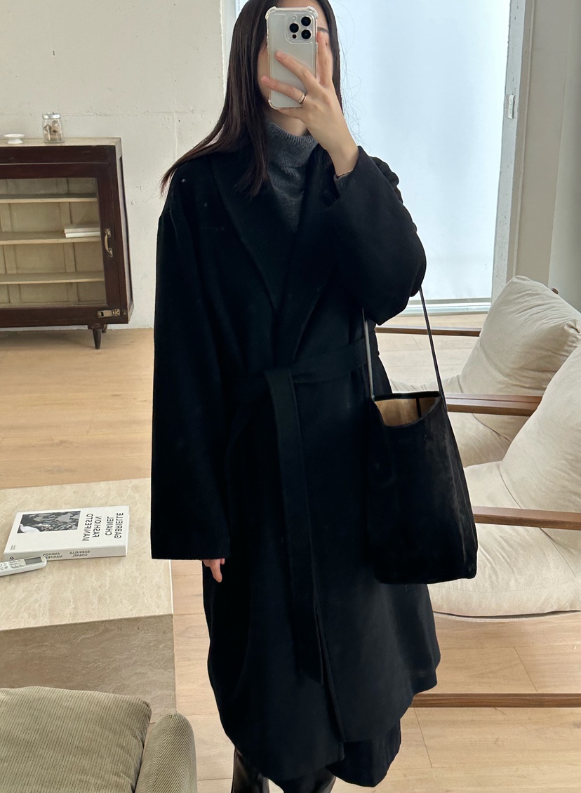 LE VASE東大門㊣直郵女裝新款時尚人氣中長款大衣含腰帶披肩LE VASE中長款大衣
