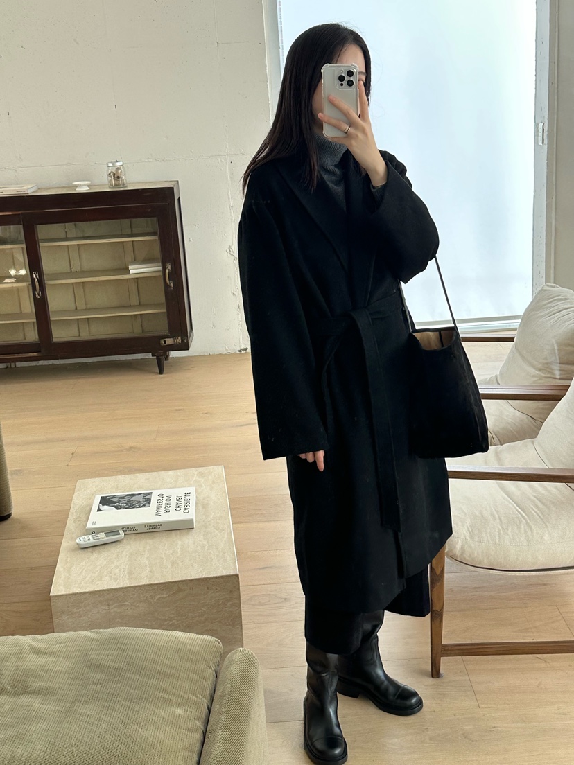 LE VASE東大門㊣直郵女裝新款時尚人氣中長款大衣含腰帶披肩LE VASE中長款大衣