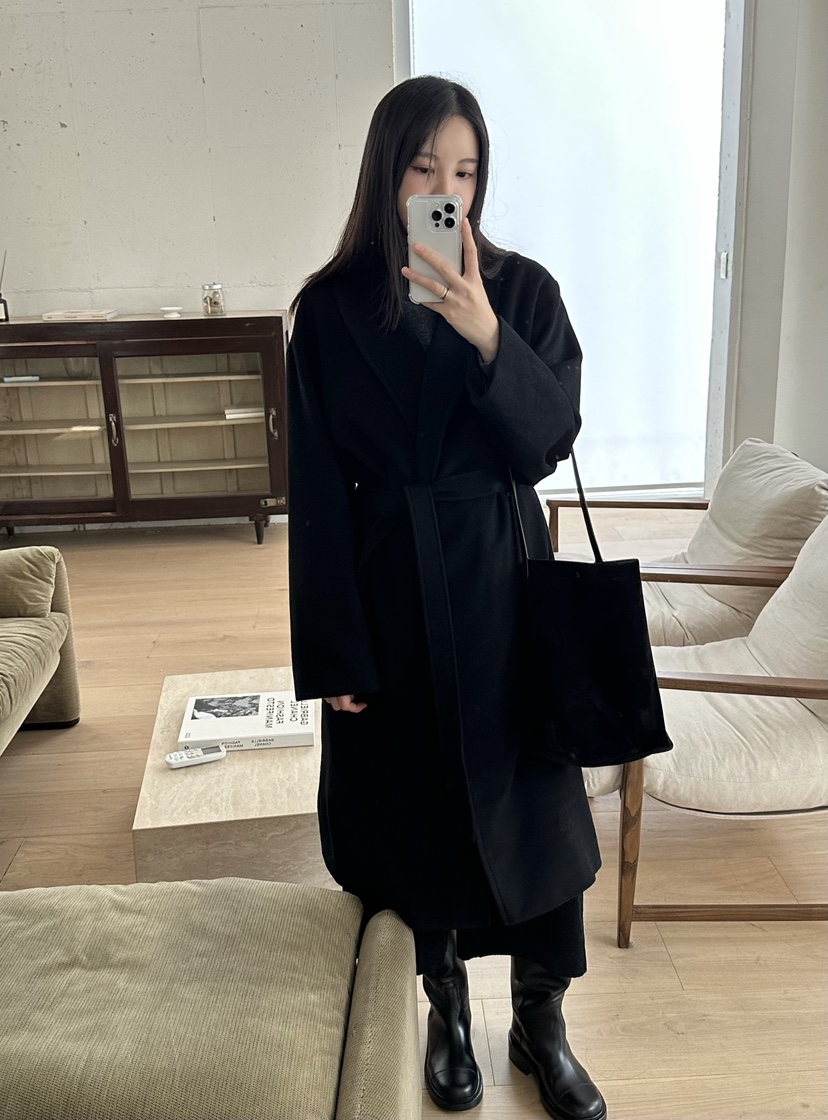 LE VASE東大門㊣直郵女裝新款時尚人氣中長款大衣含腰帶披肩LE VASE中長款大衣