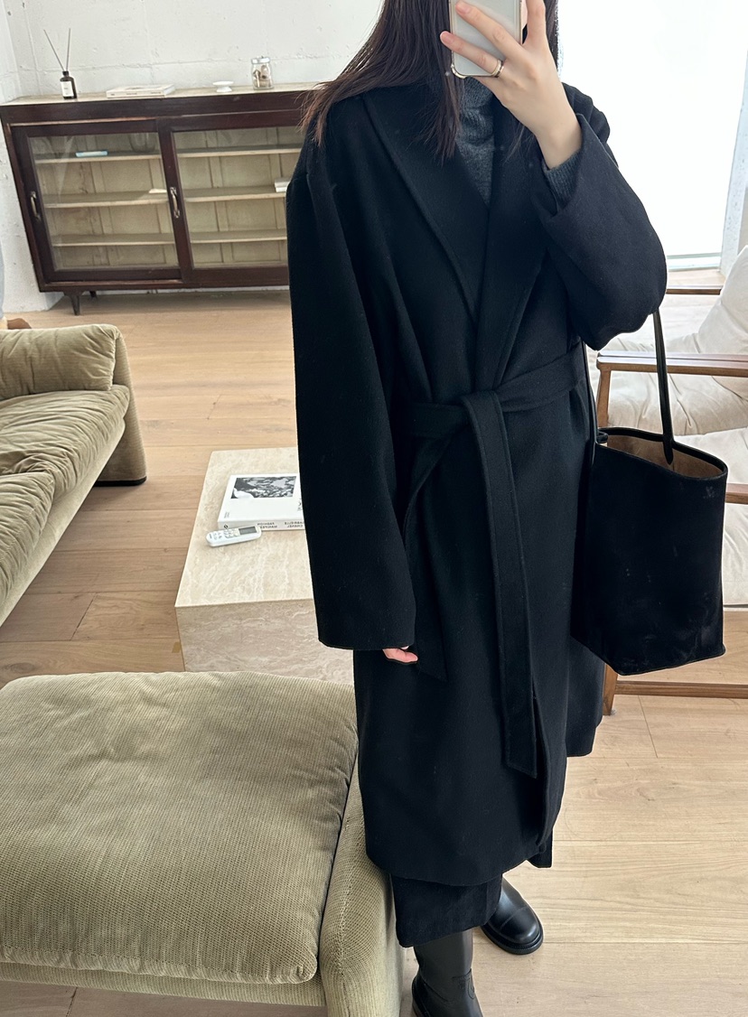 LE VASE東大門㊣直郵女裝新款時尚人氣中長款大衣含腰帶披肩LE VASE中長款大衣圖色2