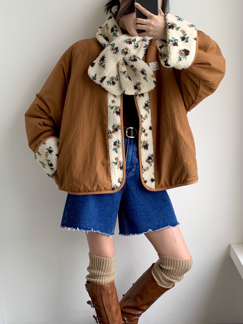 DAVICHI韓國代購㊣女士新品真品人氣熱賣25秋冬夾克含圍巾兩面穿DAVICHI夾克