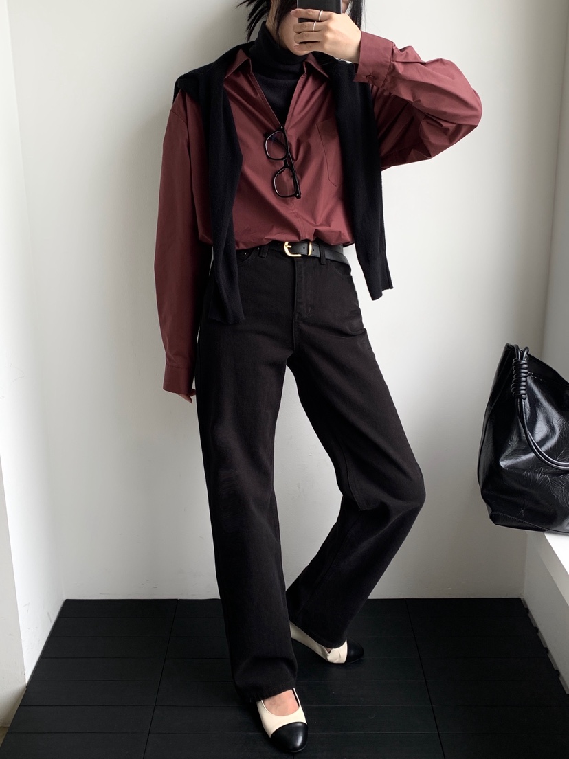 DAVICHI韓國直郵㊣女裝新品職業時尚推薦牛仔褲含隨機腰帶羊皮DAVICHI牛仔褲