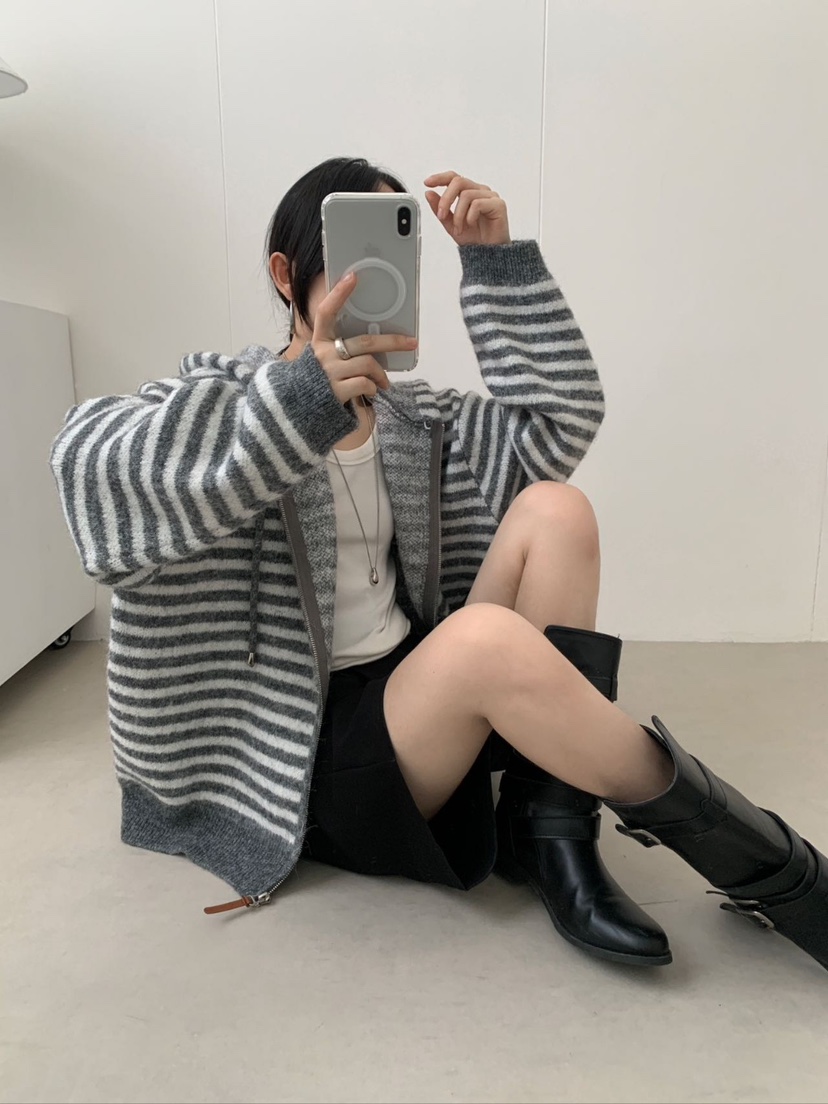 CRONG韓國代購㊣女士新款真品推薦人氣休閑職業針織衫連帽衫CRONG針織衫