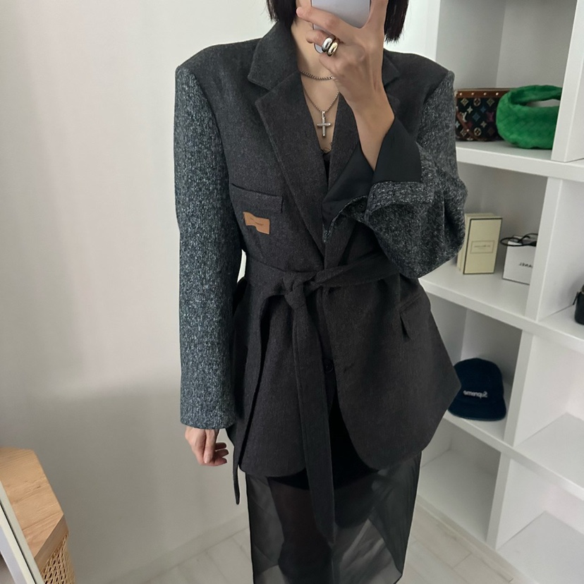 SOUIT東大門㊣直郵女裝新品熱賣人氣25秋冬時尚職業夾克泰迪熊SOUIT by mabel-L夾克圖色2