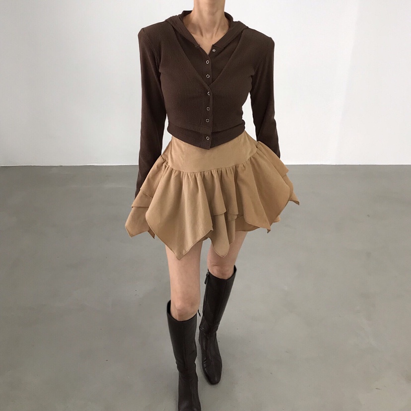 2TWO MOON韓國代購㊣女裝新品熱賣職業25秋冬長袖T恤兜帽雙層2TWO MOON長袖T恤