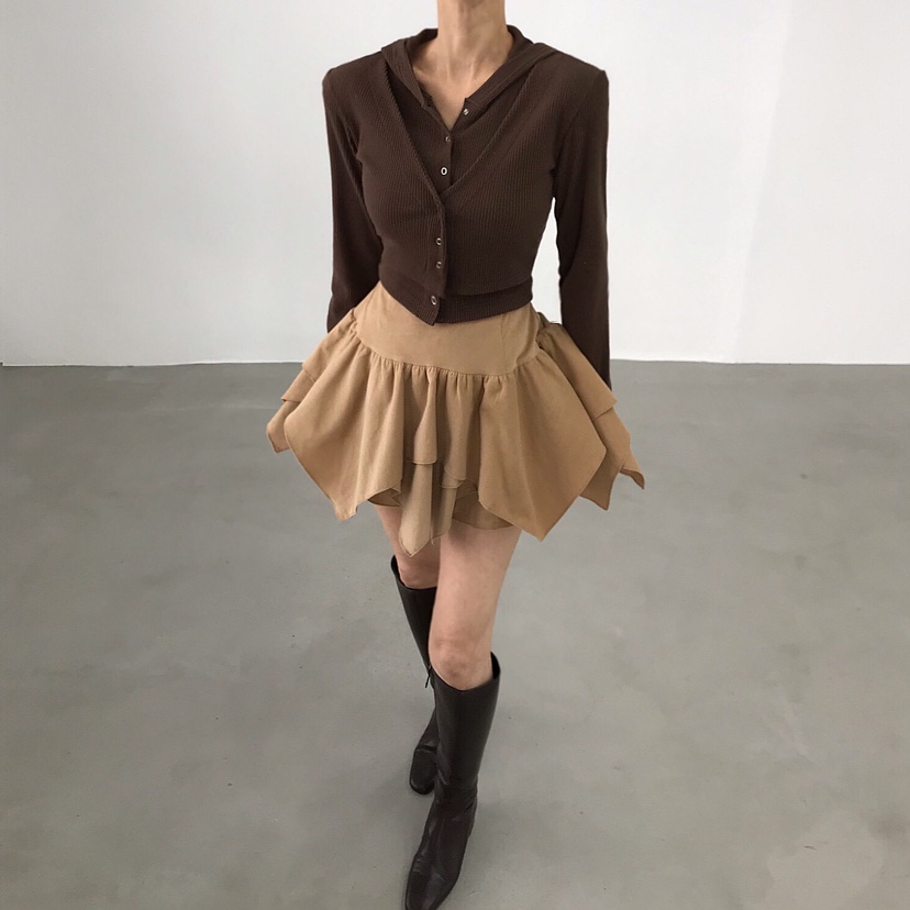 2TWO MOON韓國代購㊣女裝新品熱賣職業25秋冬長袖T恤兜帽雙層2TWO MOON長袖T恤圖色2
