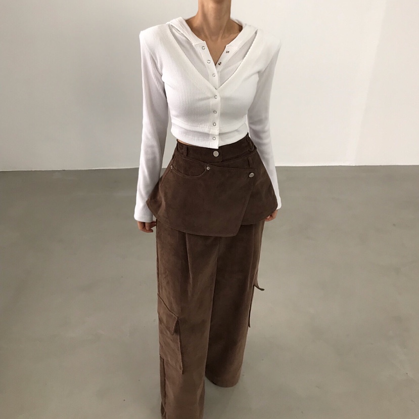 2TWO MOON韓國代購㊣女裝新品熱賣職業25秋冬長袖T恤兜帽雙層2TWO MOON長袖T恤圖色3