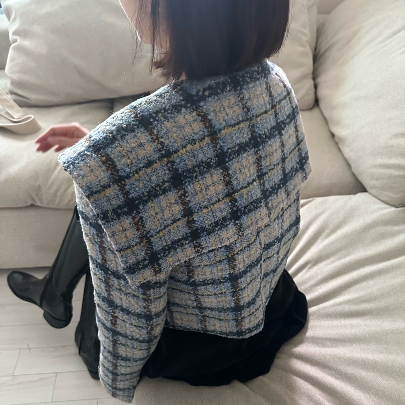 SOUIT東大門㊣直郵女士新款25秋冬人氣推薦真品夾克斗篷格紋SOUIT by mabel-L夾克