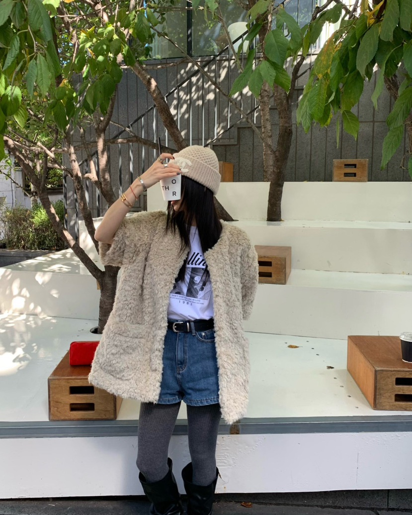 REVE CITE-L韓國代購㊣女士新款熱賣推薦人氣休閑短褲羊毛REVE CITE短褲