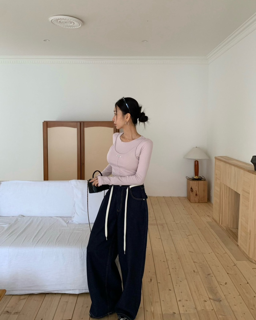 REVE CITE-L東大門㊣實拍女裝新品人氣真品熱賣休閑長袖T恤REVE CITE長袖T恤