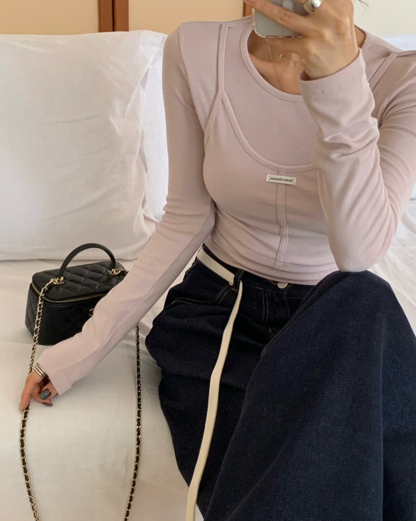 REVE CITE-L東大門㊣實拍女裝新品人氣真品熱賣休閑長袖T恤REVE CITE長袖T恤