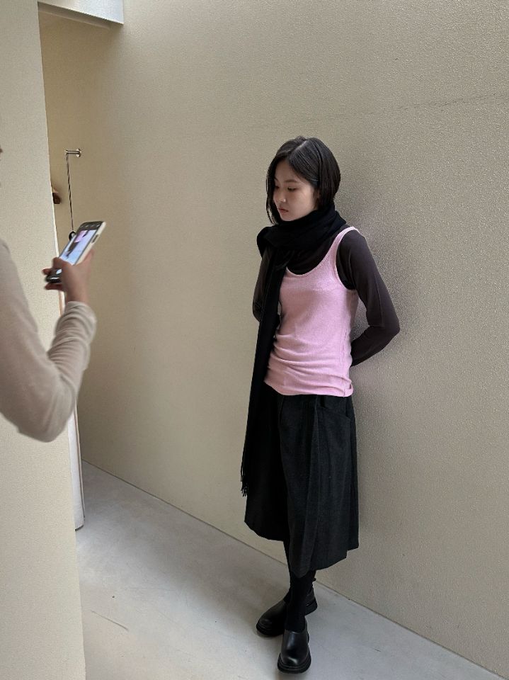 MARE韓國代購㊣女士新款人氣職業吊帶背心不含內搭安哥拉圍巾MARE吊帶/背心