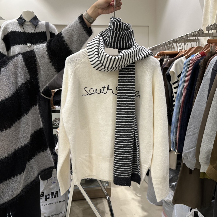 MELO東大門㊣實拍女士新品休閑25秋冬熱賣職業人氣毛衣含圍巾MELO毛衣