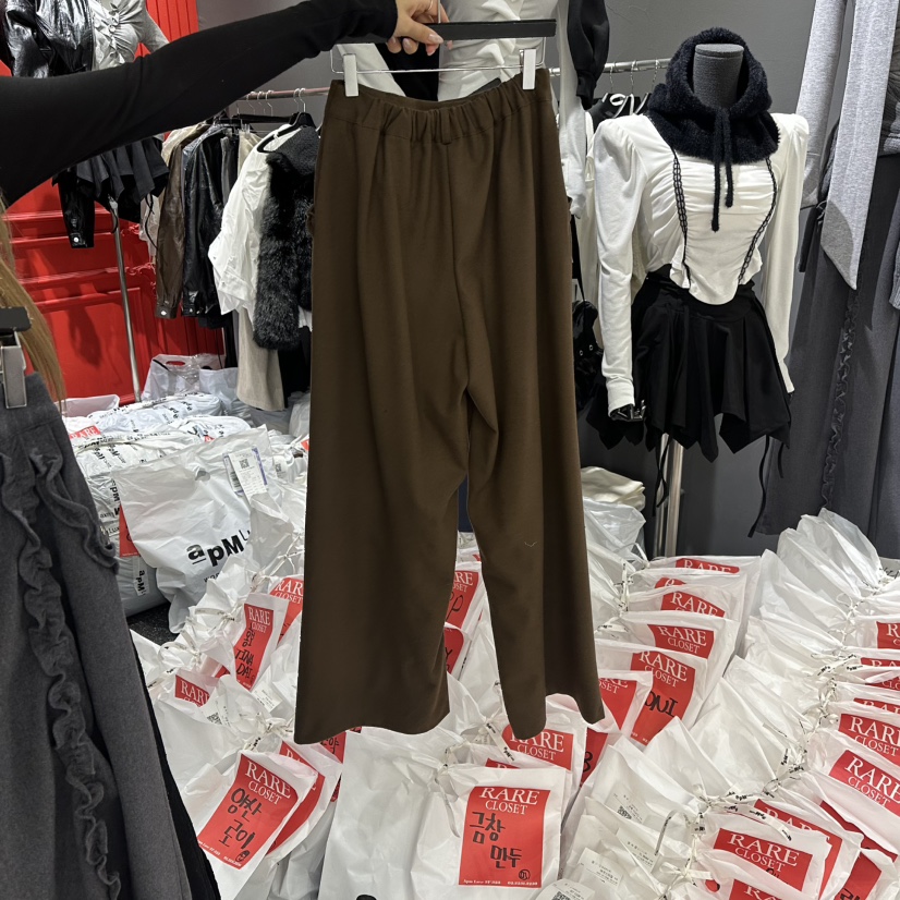 RARE CLOSET韓國代購㊣女士新款時尚休閑褲荷葉邊羊毛褶皺RARE CLOSET休閑褲