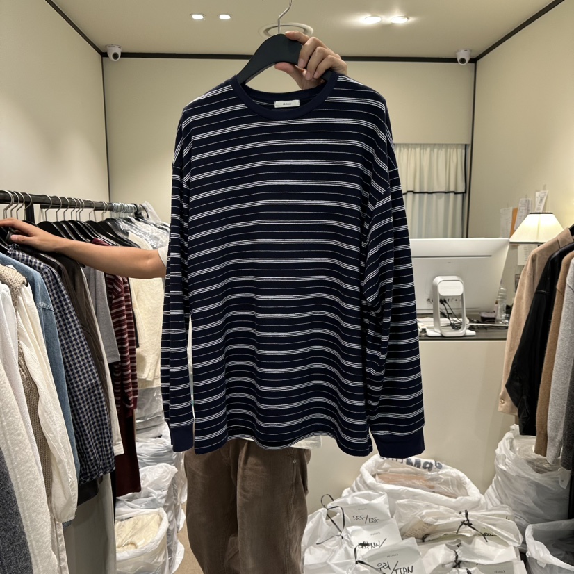 RE STOCK東大門㊣實拍女士新品25秋冬時尚人氣職業長袖T恤RE STOCK長袖T恤圖色2