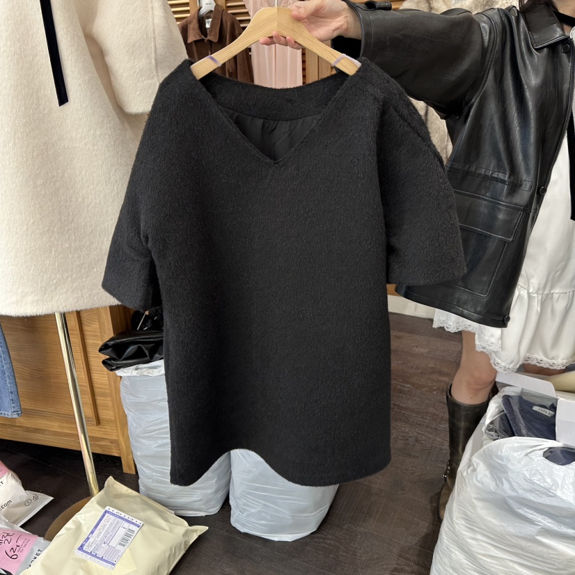 TRES BIEN東大門㊣直郵女裝新款人氣針織衫不含配飾泡泡袖兩面穿羊絨TRES BIEN針織衫