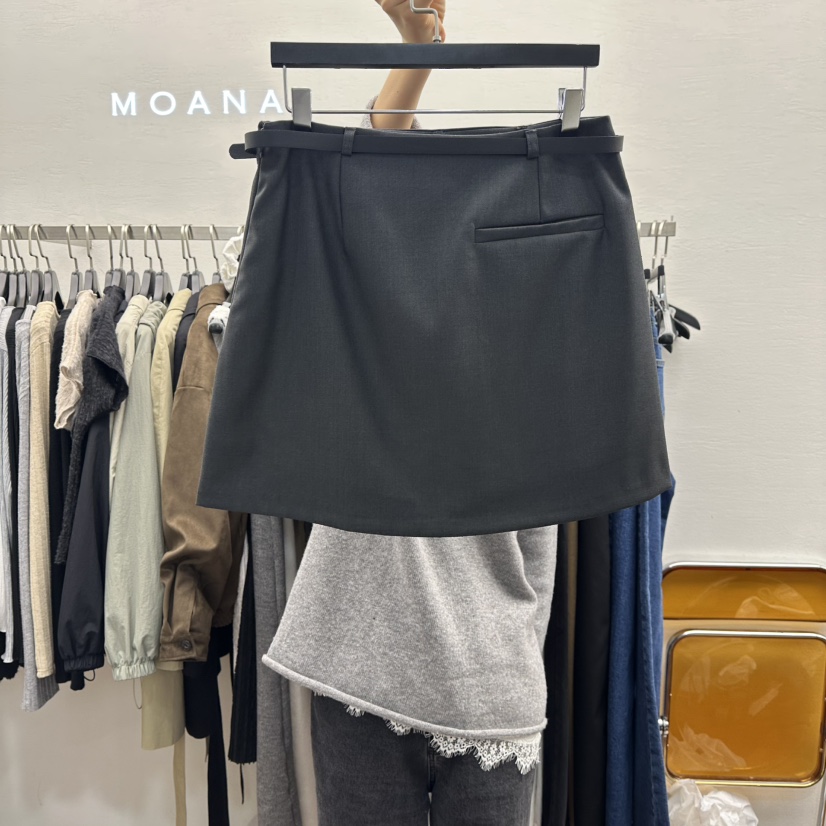 MOANA韓國代購㊣女士新款25秋冬人氣推薦熱賣真品裙褲含腰帶MOANA裙褲