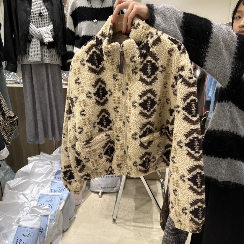 MELO東大門㊣直郵女裝新品時尚熱賣人氣休閑真品夾克羊毛拉鏈MELO夾克