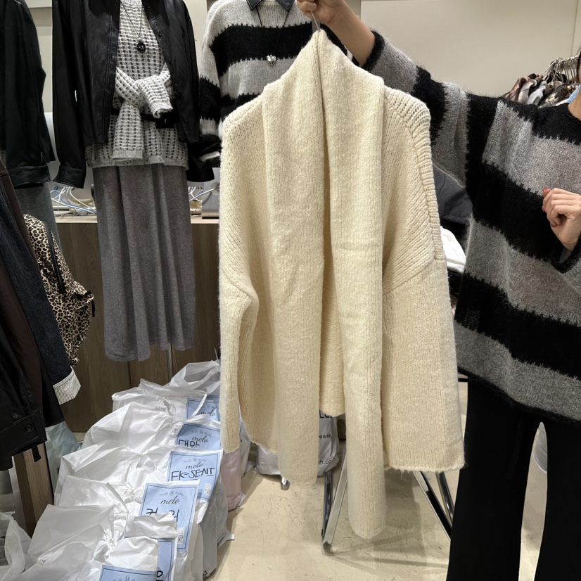 MELO韓國直郵㊣女裝新品熱賣休閑時尚職業人氣毛衣含圍巾開衫MELO毛衣