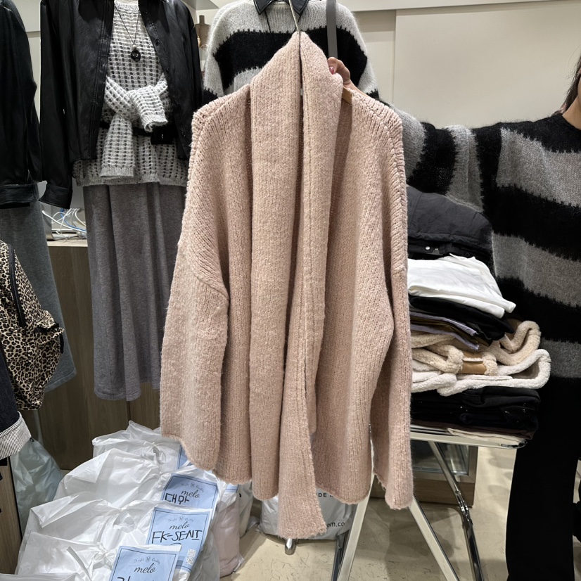 MELO韓國直郵㊣女裝新品熱賣休閑時尚職業人氣毛衣含圍巾開衫MELO毛衣圖色2