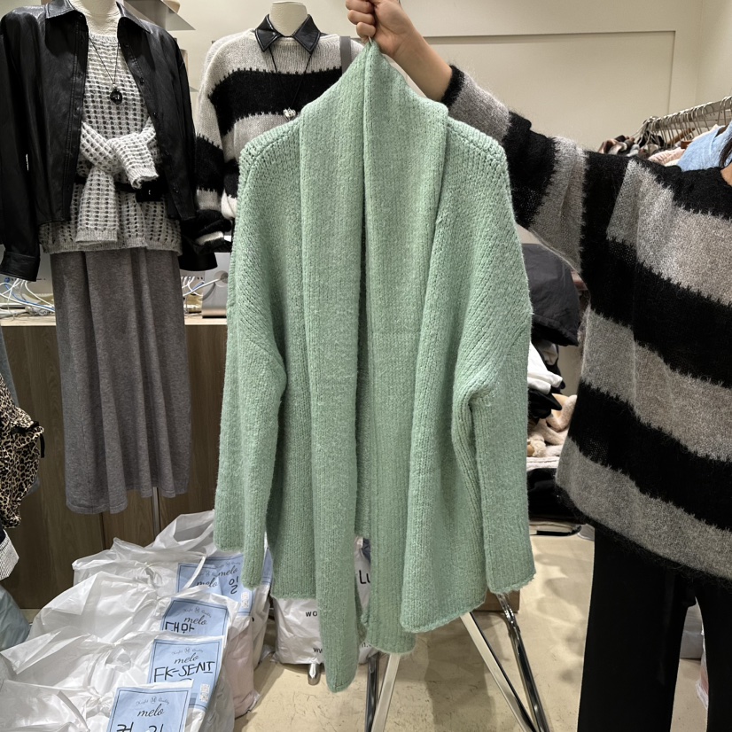 MELO韓國直郵㊣女裝新品熱賣休閑時尚職業人氣毛衣含圍巾開衫MELO毛衣圖色3