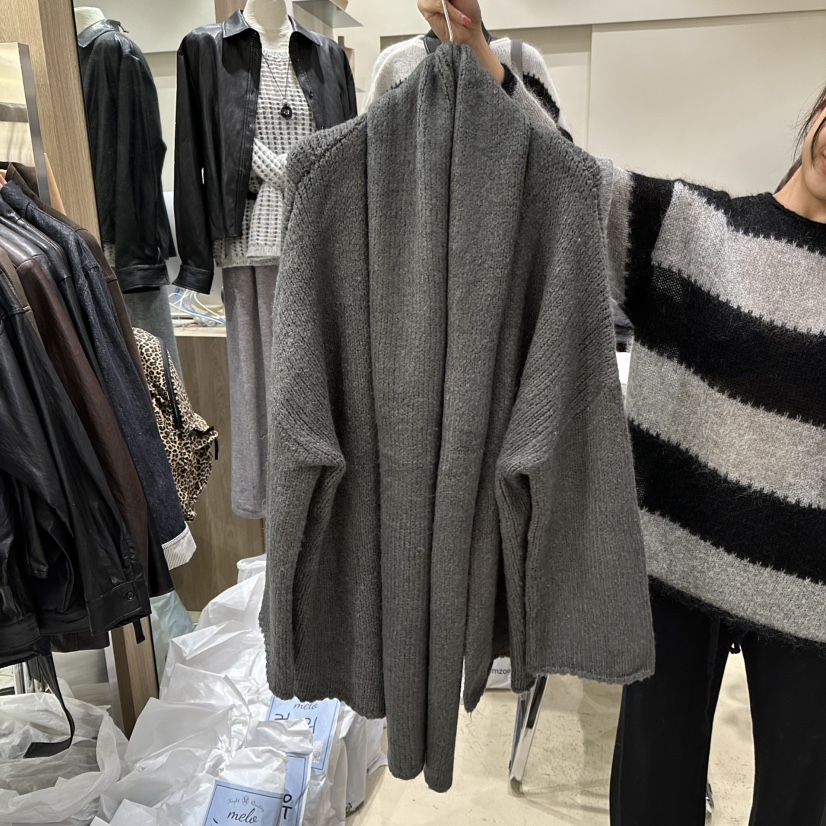 MELO韓國直郵㊣女裝新品熱賣休閑時尚職業人氣毛衣含圍巾開衫MELO毛衣圖色4