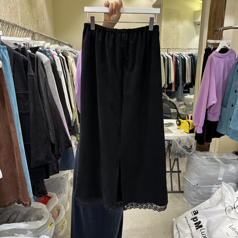 REFLAT韓國直郵㊣女裝新品25秋冬休閑真品熱賣職業長裙絨面革REFLAT長裙