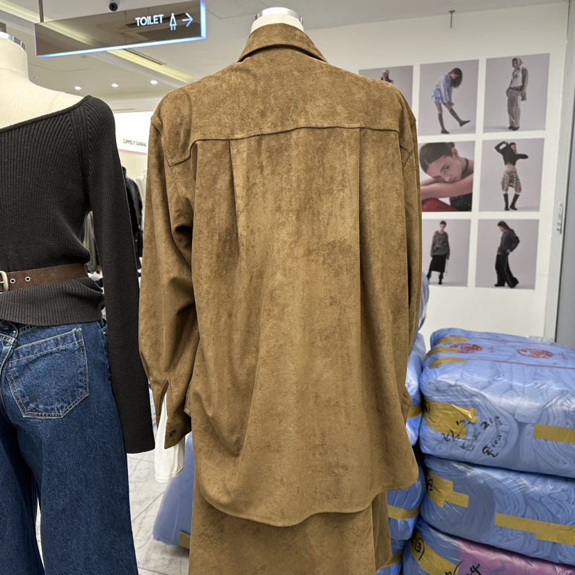 NOPSIS東大門㊣實拍女士新品25秋冬真品職業襯衫蕾絲衫絨面革NOPSIS襯衫/蕾絲衫