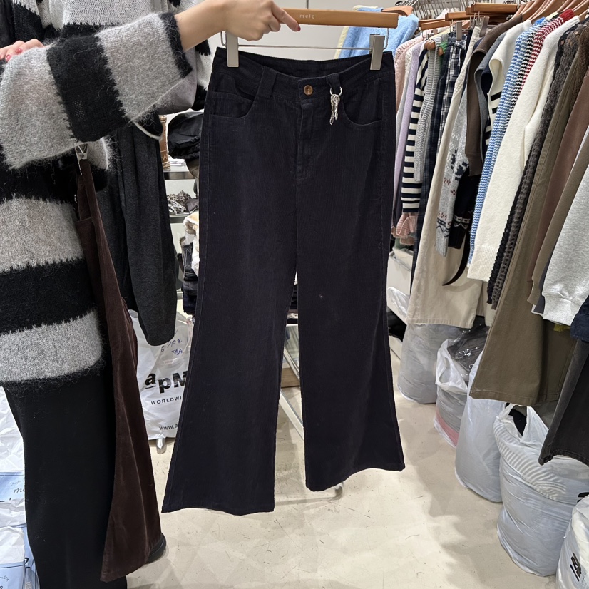 MELO東大門㊣代購女士新款推薦時尚25秋冬休閑褲燈芯絨喇叭MELO休閑褲圖色2