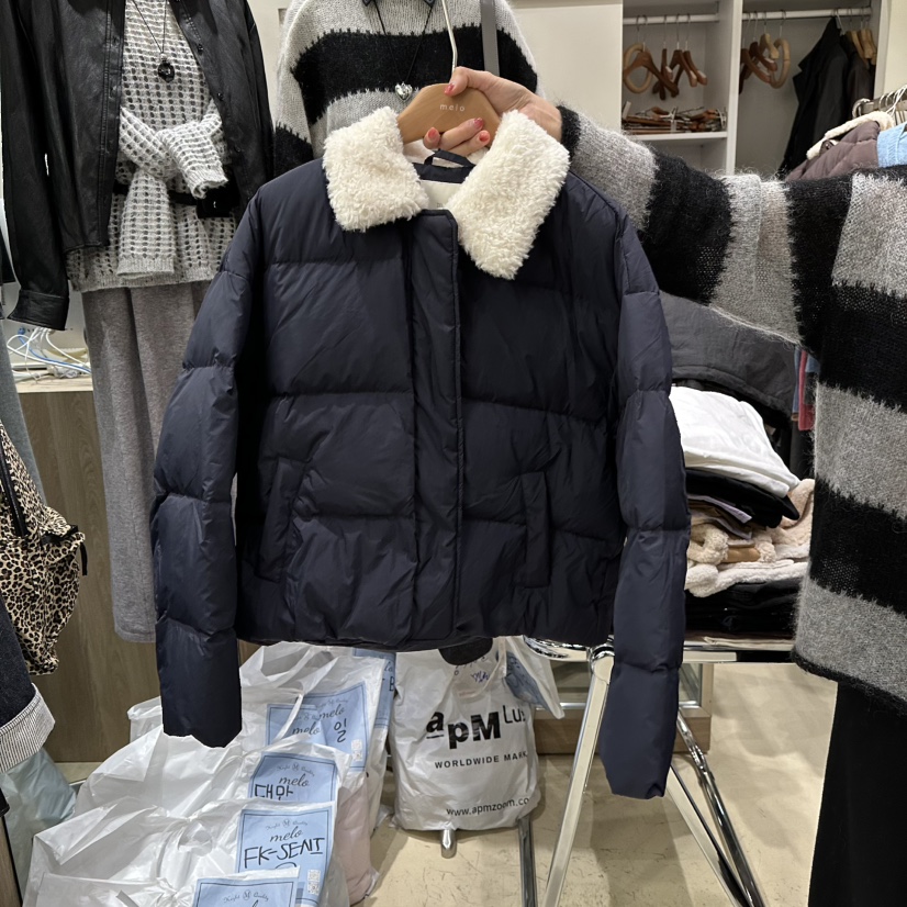 MELO韓國代購㊣女士新品人氣休閑推薦熱賣短款羽絨服填充鴨絨MELO短款羽絨服圖色3