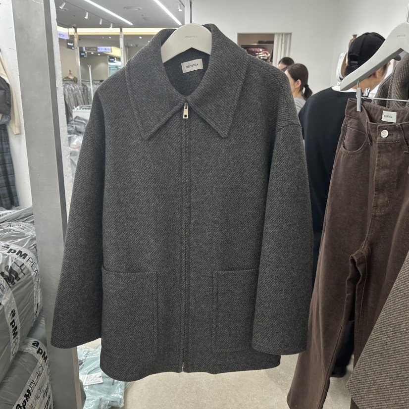 HELVETICA東大門㊣代購女士新品時尚人氣熱賣25秋冬短款大衣拉鏈HELVETICA短款大衣