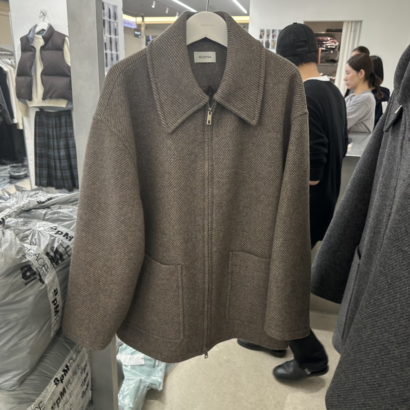 HELVETICA東大門㊣代購女士新品時尚人氣熱賣25秋冬短款大衣拉鏈HELVETICA短款大衣圖色2