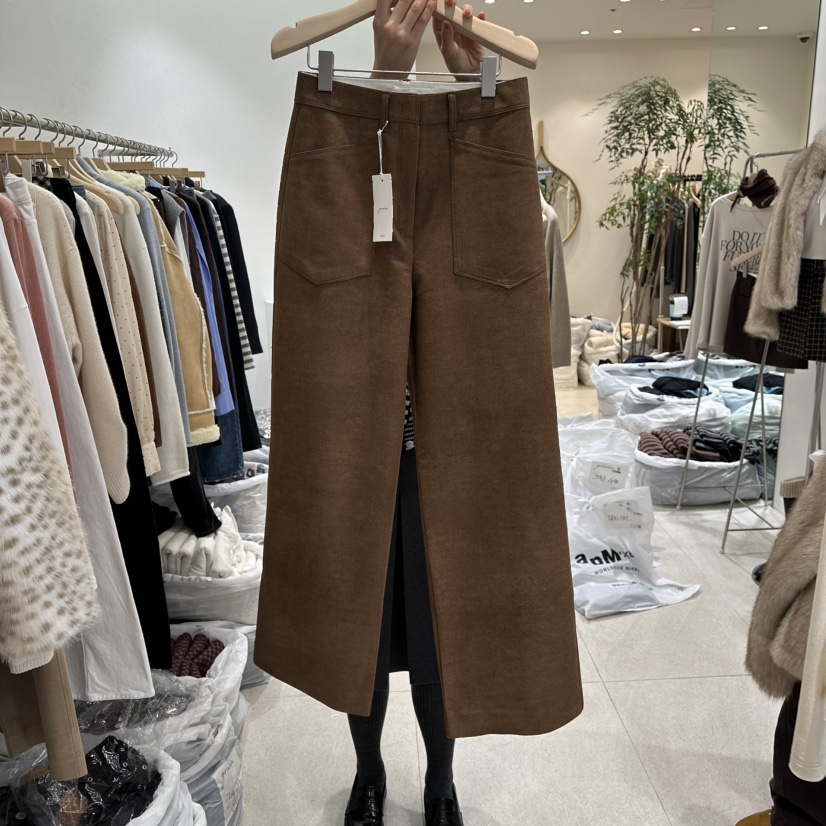 GRACIA韓國代購㊣女裝新品真品職業推薦熱賣人氣休閑褲絨面革GRACIA休閑褲