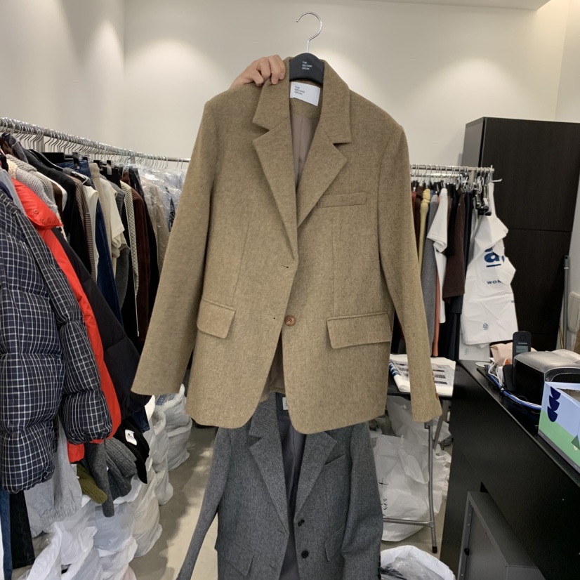 THE SECOND GROW東大門㊣代購女裝新品25秋冬夾克羊毛人字紋THE SECOND GROW夾克圖色2