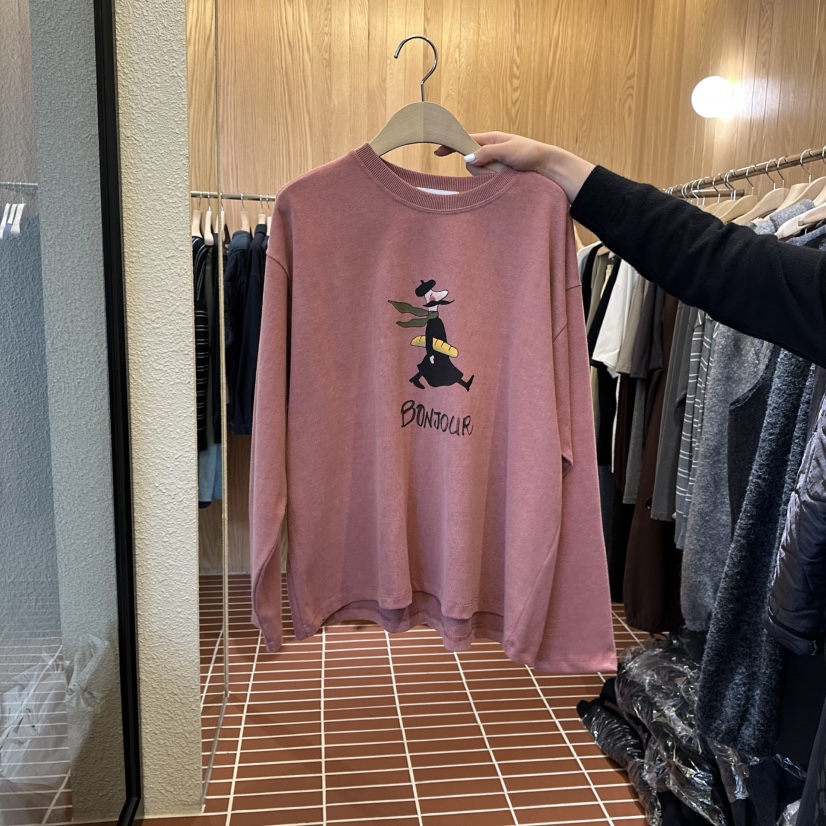 CHOI-L韓國代購㊣女裝新品人氣推薦真品休閑25秋冬長袖T恤CHOI長袖T恤圖色2