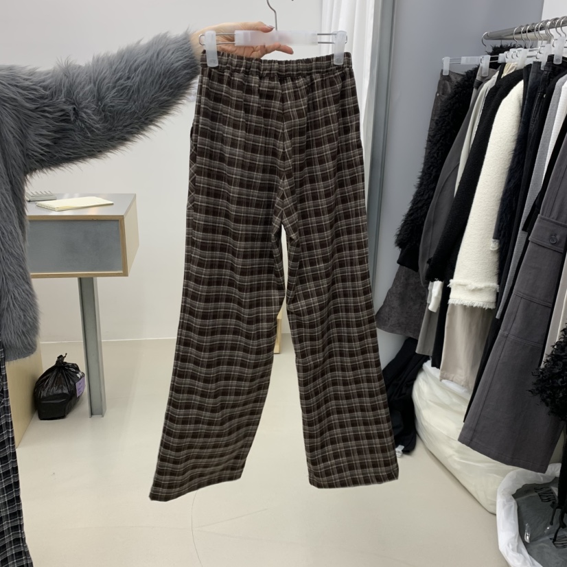 STAINLESS東大門㊣代購女士新款推薦真品25秋冬熱賣休閑褲格紋STAINLESS休閑褲