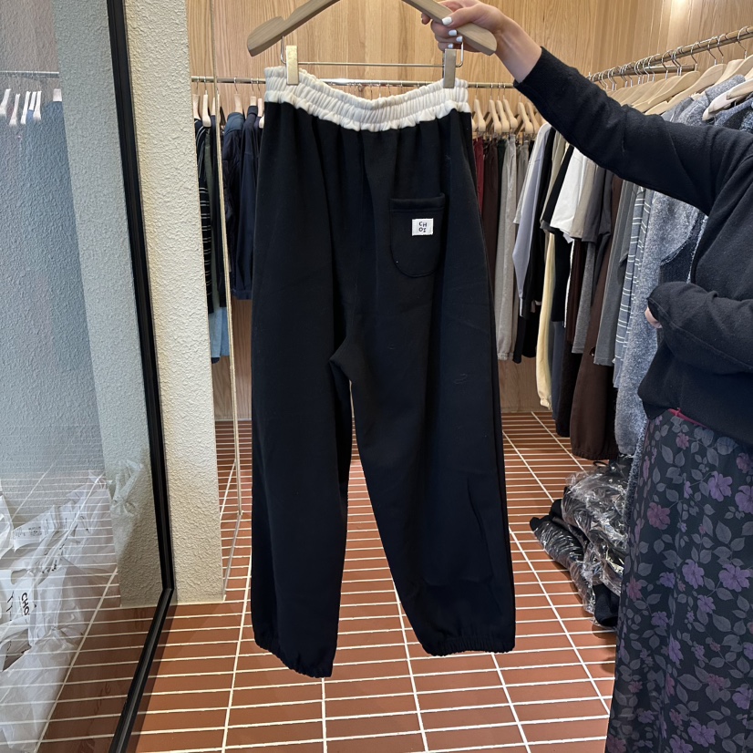 CHOI-L韓國直郵㊣女士新款時尚25秋冬真品休閑休閑褲拼色腰帶CHOI休閑褲
