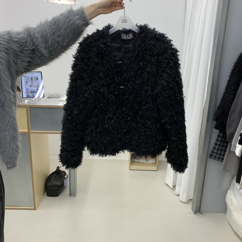 STAINLESS東大門㊣代購女士新品熱賣25秋冬真品夾克羊毛皮絎縫STAINLESS夾克圖色2