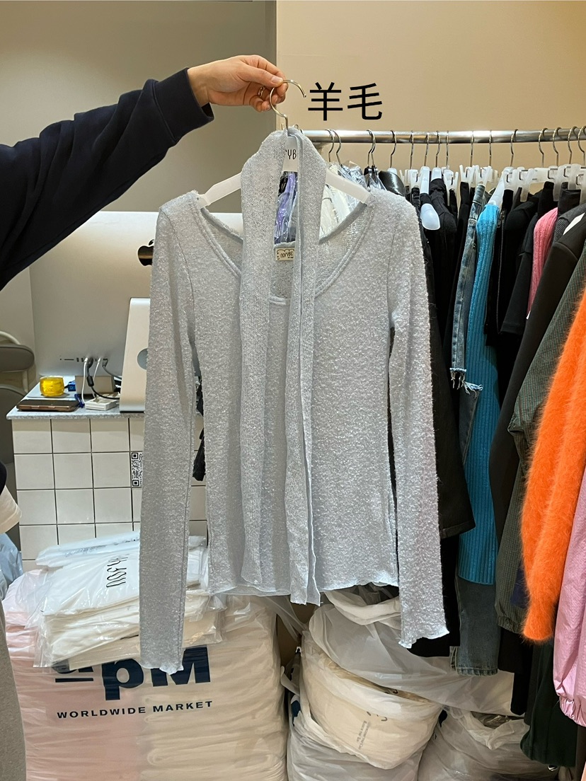 NOFYBE東大門㊣直郵女士新品真品休閑職業25秋冬針織衫含脖帶NOFYBE針織衫