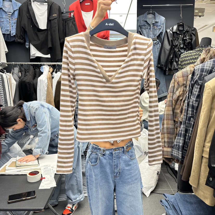 A-DEL韓國代購㊣女士新品真品25秋冬休閑人氣熱賣時尚長袖T恤A-DEL長袖T恤