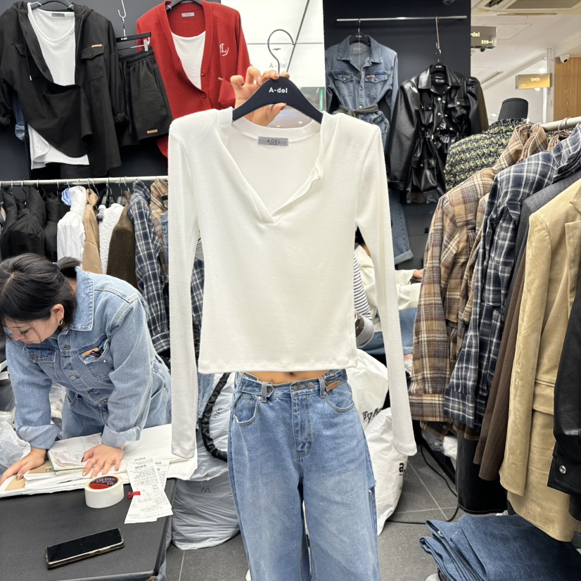 A-DEL韓國代購㊣女士新品真品25秋冬休閑人氣熱賣時尚長袖T恤A-DEL長袖T恤圖色3