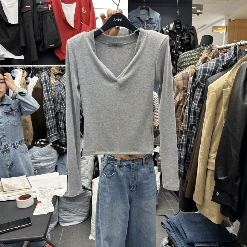 A-DEL韓國代購㊣女士新品真品25秋冬休閑人氣熱賣時尚長袖T恤A-DEL長袖T恤圖色4