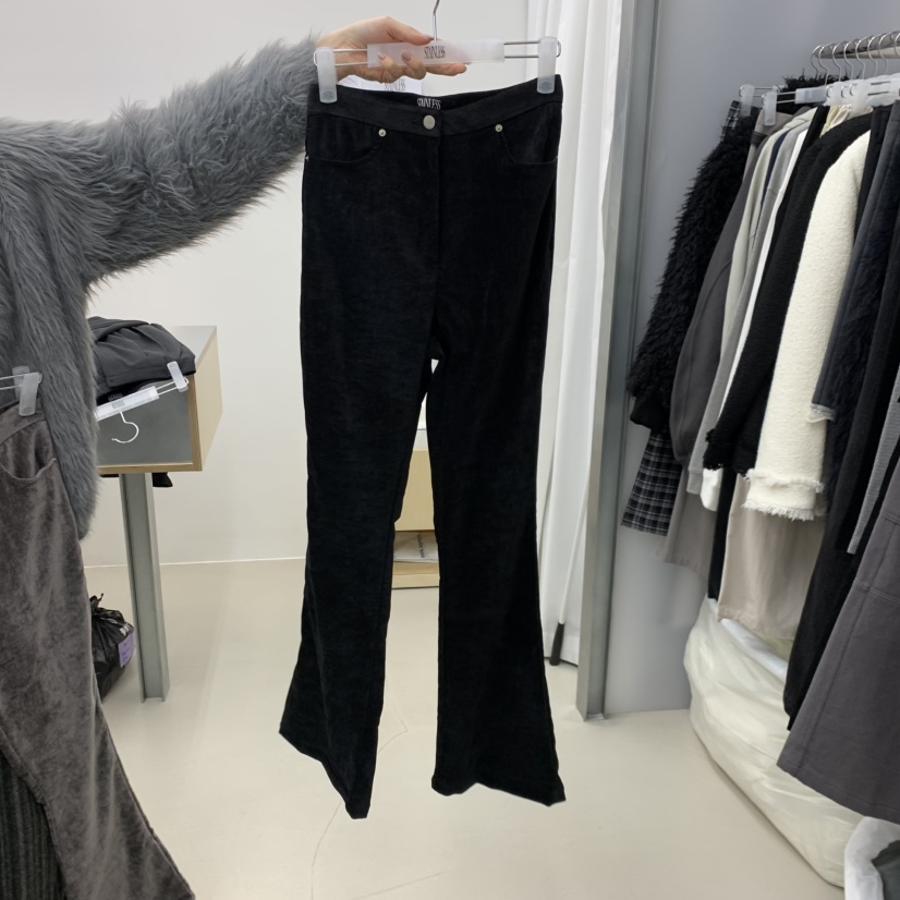 STAINLESS東大門㊣代購女裝新品推薦真品25秋冬休閑褲喇叭絲絨STAINLESS休閑褲圖色2